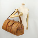 MCM Vicetos Logogram Boston Bag PVC Leather 2way Brown Gold Auth 183972-24