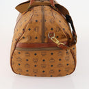 MCM Vicetos Logogram Boston Bag PVC Leather 2way Brown Gold Auth 183972-4