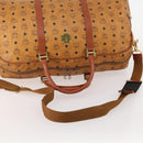 MCM Vicetos Logogram Boston Bag PVC Leather 2way Brown Gold Auth 183972-7