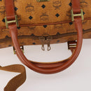 MCM Vicetos Logogram Boston Bag PVC Leather 2way Brown Gold Auth 183972-9