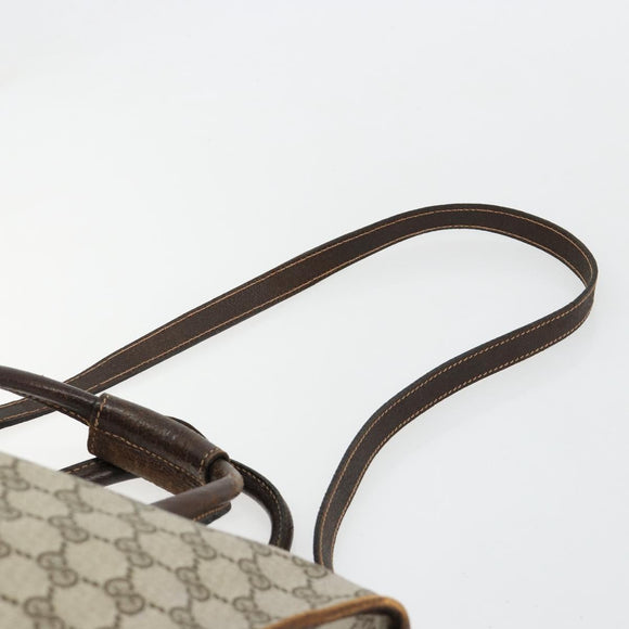 GUCCI GG Supreme Hand Bag PVC 2way Beige Gold Auth 183973