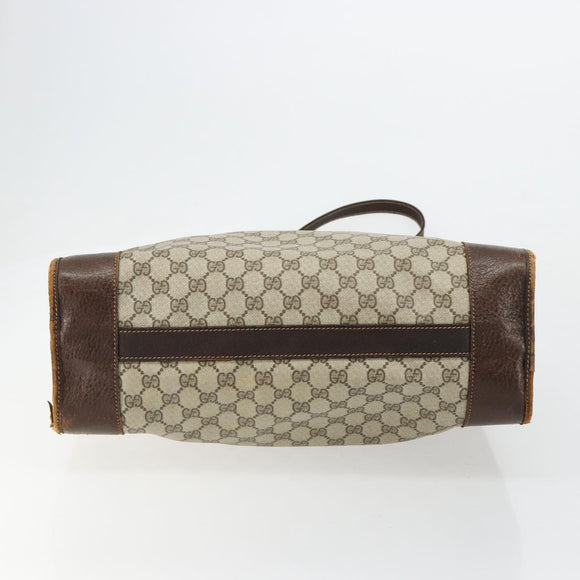 GUCCI GG Supreme Hand Bag PVC 2way Beige Gold Auth 183973