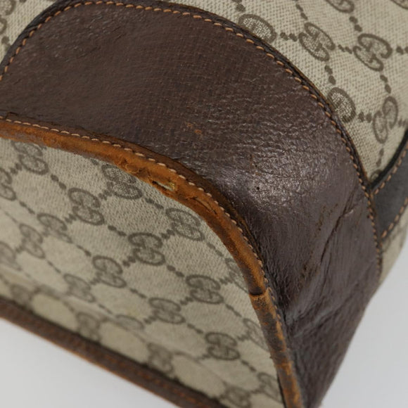 GUCCI GG Supreme Hand Bag PVC 2way Beige Gold Auth 183973