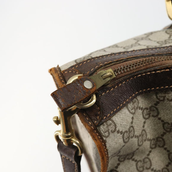 GUCCI GG Supreme Hand Bag PVC 2way Beige Gold Auth 183973