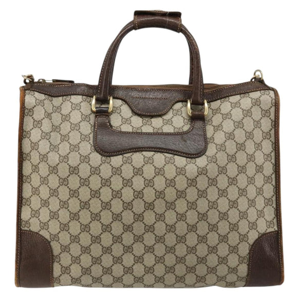 GUCCI GG Supreme Hand Bag PVC 2way Beige Gold Auth 183973