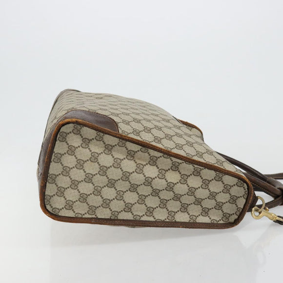 GUCCI GG Supreme Hand Bag PVC 2way Beige Gold Auth 183973
