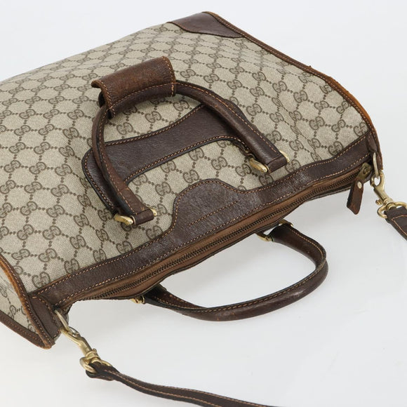 GUCCI GG Supreme Hand Bag PVC 2way Beige Gold Auth 183973