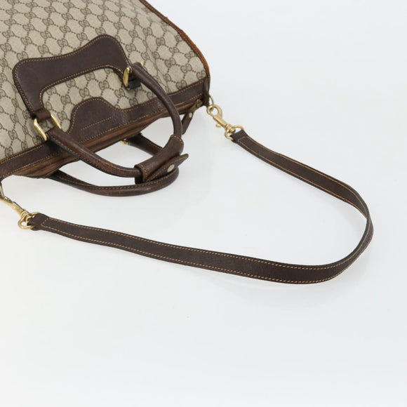 GUCCI GG Supreme Hand Bag PVC 2way Beige Gold Auth 183973