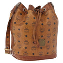 MCM Vicetos Logogram Shoulder Bag PVC Leather Brown Gold Auth 183974-1