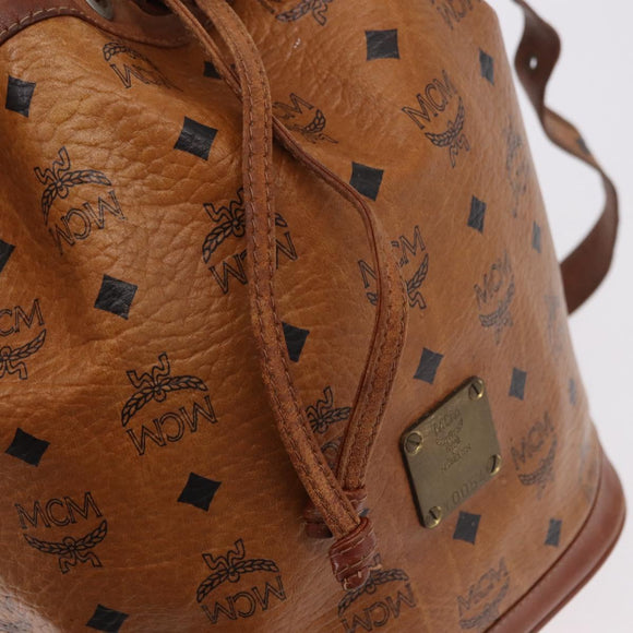 MCM Vicetos Logogram Shoulder Bag PVC Leather Brown Gold Auth 183974