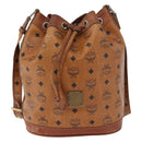 MCM Vicetos Logogram Shoulder Bag PVC Leather Brown Gold Auth 183974-2
