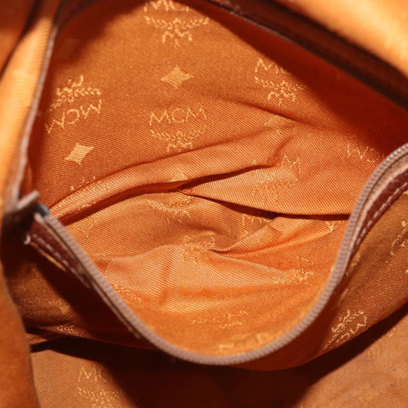 MCM Vicetos Logogram Shoulder Bag PVC Leather Brown Gold Auth 183974