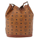 MCM Vicetos Logogram Shoulder Bag PVC Leather Brown Gold Auth 183974-3