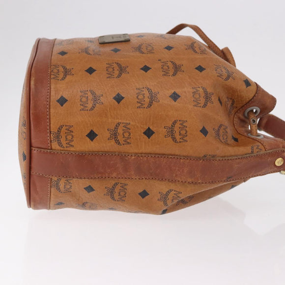 MCM Vicetos Logogram Shoulder Bag PVC Leather Brown Gold Auth 183974