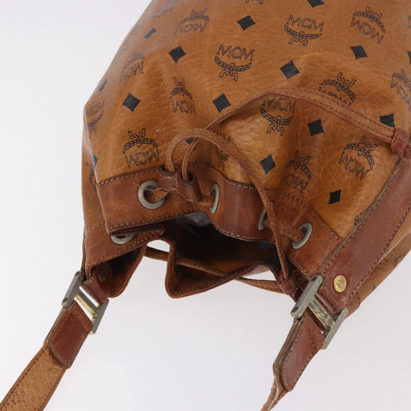 MCM Vicetos Logogram Shoulder Bag PVC Leather Brown Gold Auth 183974
