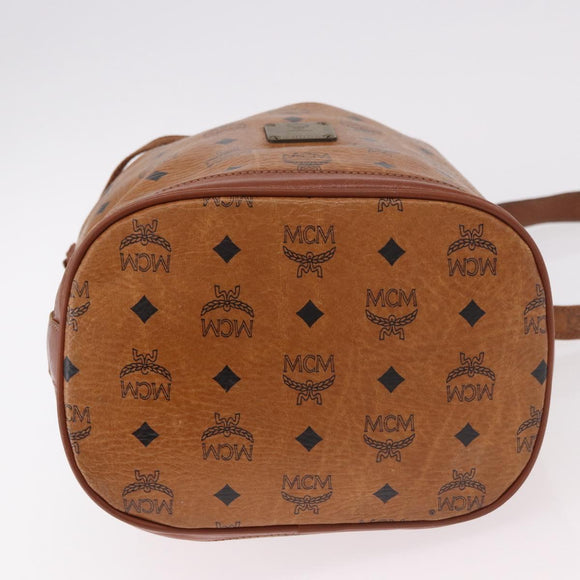 MCM Vicetos Logogram Shoulder Bag PVC Leather Brown Gold Auth 183974