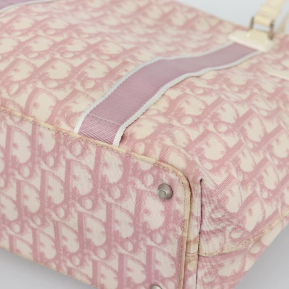 Christian Dior Trotter Canvas Tote Bag PVC Pink Silver Auth 183975