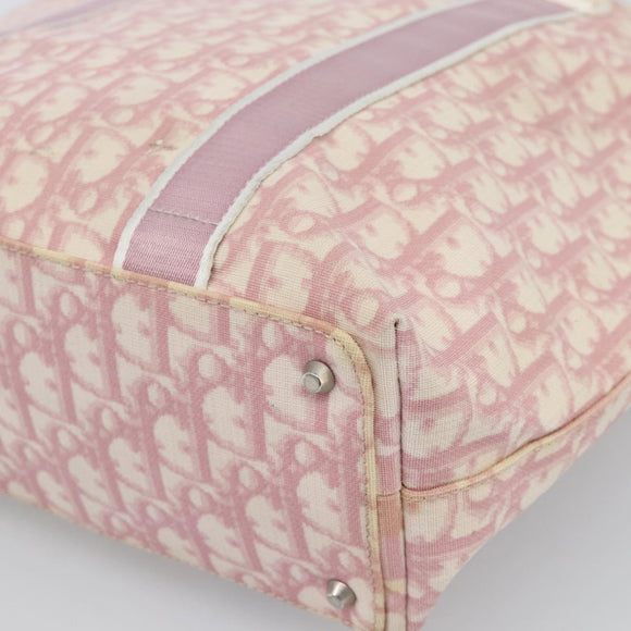 Christian Dior Trotter Canvas Tote Bag PVC Pink Silver Auth 183975