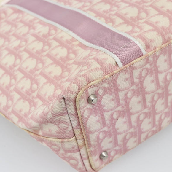 Christian Dior Trotter Canvas Tote Bag PVC Pink Silver Auth 183975
