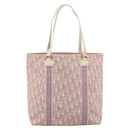 Christian Dior Trotter Canvas Tote Bag PVC Pink Silver Auth 183975-2