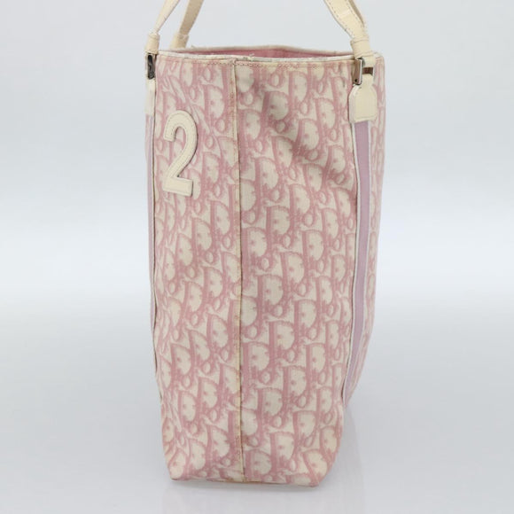 Christian Dior Trotter Canvas Tote Bag PVC Pink Silver Auth 183975