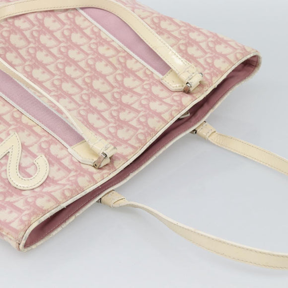 Christian Dior Trotter Canvas Tote Bag PVC Pink Silver Auth 183975