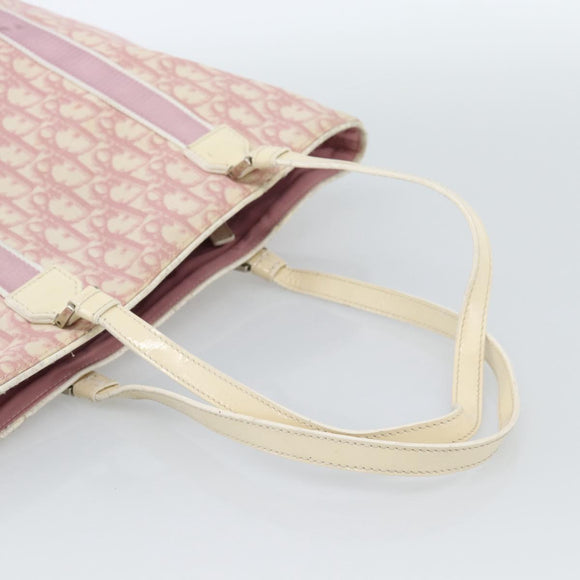 Christian Dior Trotter Canvas Tote Bag PVC Pink Silver Auth 183975