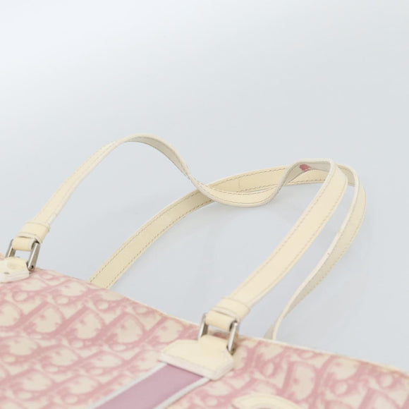 Christian Dior Trotter Canvas Tote Bag PVC Pink Silver Auth 183975
