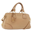 Miu Miu Hand Bag Leather 2way Beige Gold Auth 183976A-1