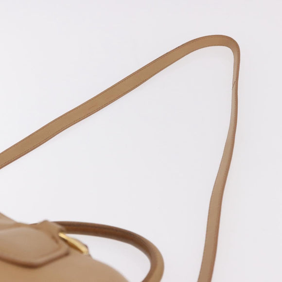 Miu Miu Hand Bag Leather 2way Beige Gold Auth 183976A
