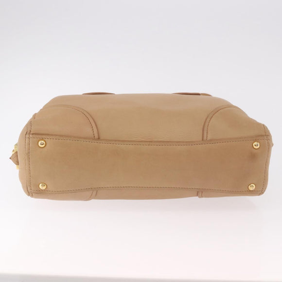 Miu Miu Hand Bag Leather 2way Beige Gold Auth 183976A