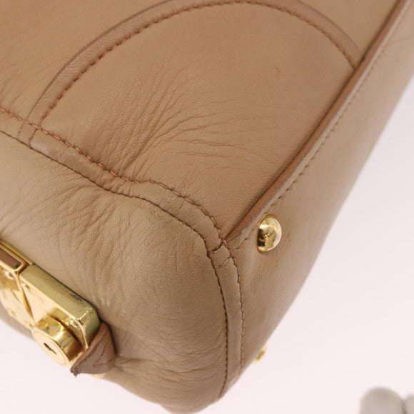 Miu Miu Hand Bag Leather 2way Beige Gold Auth 183976A