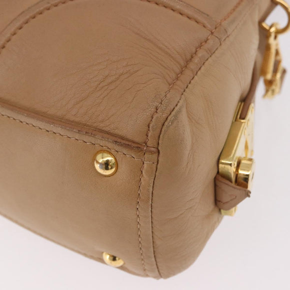 Miu Miu Hand Bag Leather 2way Beige Gold Auth 183976A