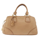 Miu Miu Hand Bag Leather 2way Beige Gold Auth 183976A-13