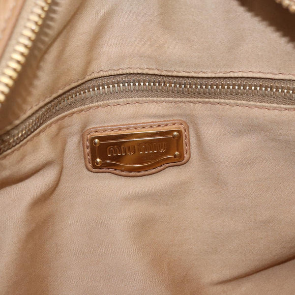 Miu Miu Hand Bag Leather 2way Beige Gold Auth 183976A