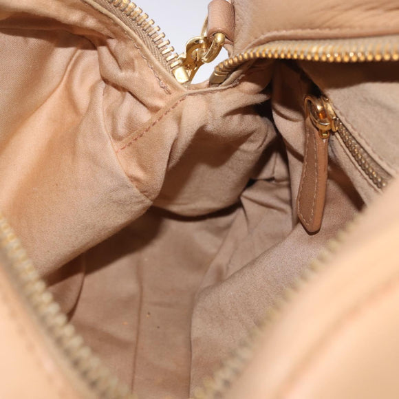 Miu Miu Hand Bag Leather 2way Beige Gold Auth 183976A
