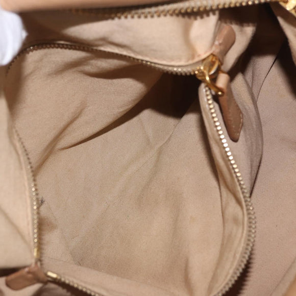 Miu Miu Hand Bag Leather 2way Beige Gold Auth 183976A