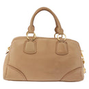 Miu Miu Hand Bag Leather 2way Beige Gold Auth 183976A-2