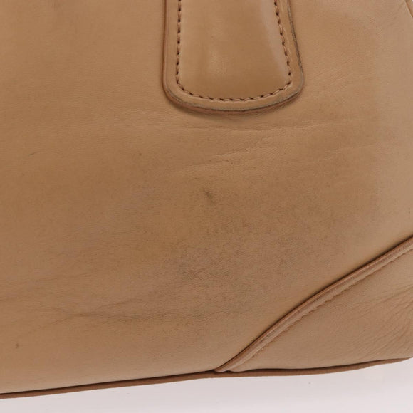 Miu Miu Hand Bag Leather 2way Beige Gold Auth 183976A