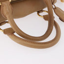 Miu Miu Hand Bag Leather 2way Beige Gold Auth 183976A-9