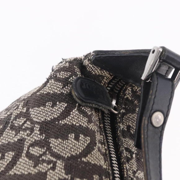 Christian Dior Trotter Canvas Handtasche Schwarz Silber Auth 183978