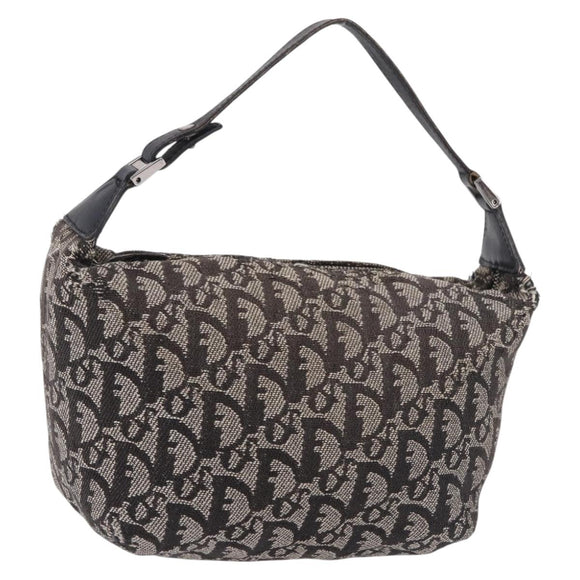 Christian Dior Trotter Canvas Handtasche Schwarz Silber Auth 183978