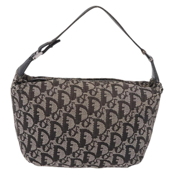 Christian Dior Trotter Canvas Handtasche Schwarz Silber Auth 183978