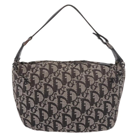Christian Dior Trotter Canvas Handtasche Schwarz Silber Auth 183978