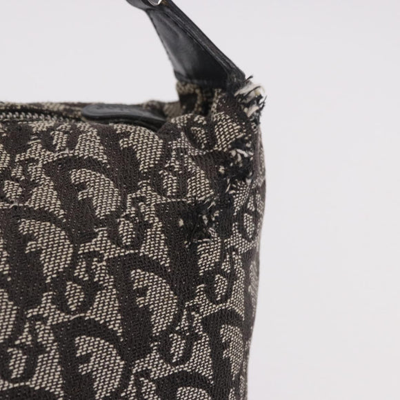 Christian Dior Trotter Canvas Handtasche Schwarz Silber Auth 183978