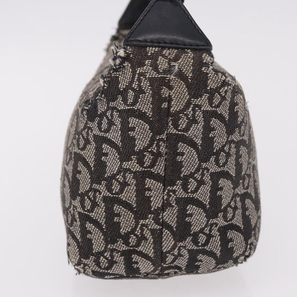 Christian Dior Trotter Canvas Handtasche Schwarz Silber Auth 183978