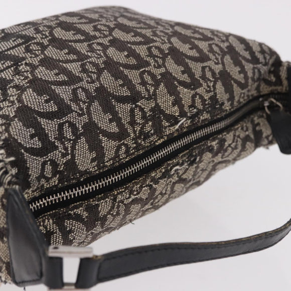 Christian Dior Trotter Canvas Handtasche Schwarz Silber Auth 183978