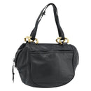 LOEWE Anagram Hand Bag Leather Black Gold Auth 183979-1