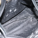 LOEWE Anagram Hand Bag Leather Black Gold Auth 183979-11