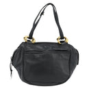 LOEWE Anagram Hand Bag Leather Black Gold Auth 183979-13